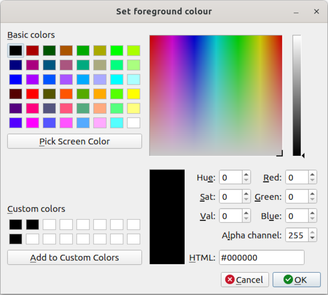 The colour picker tool