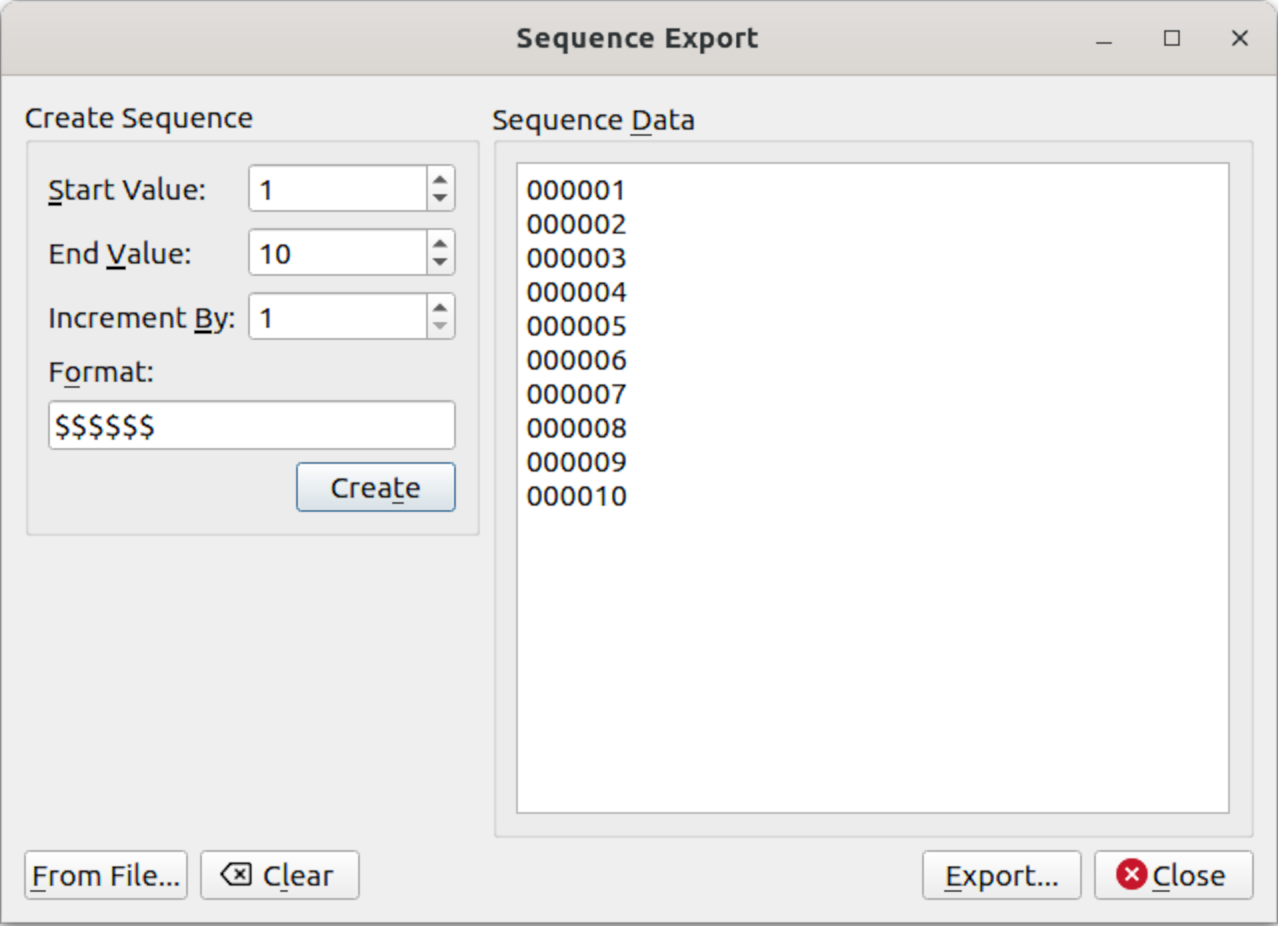 Creating a sequence of barcode symbols