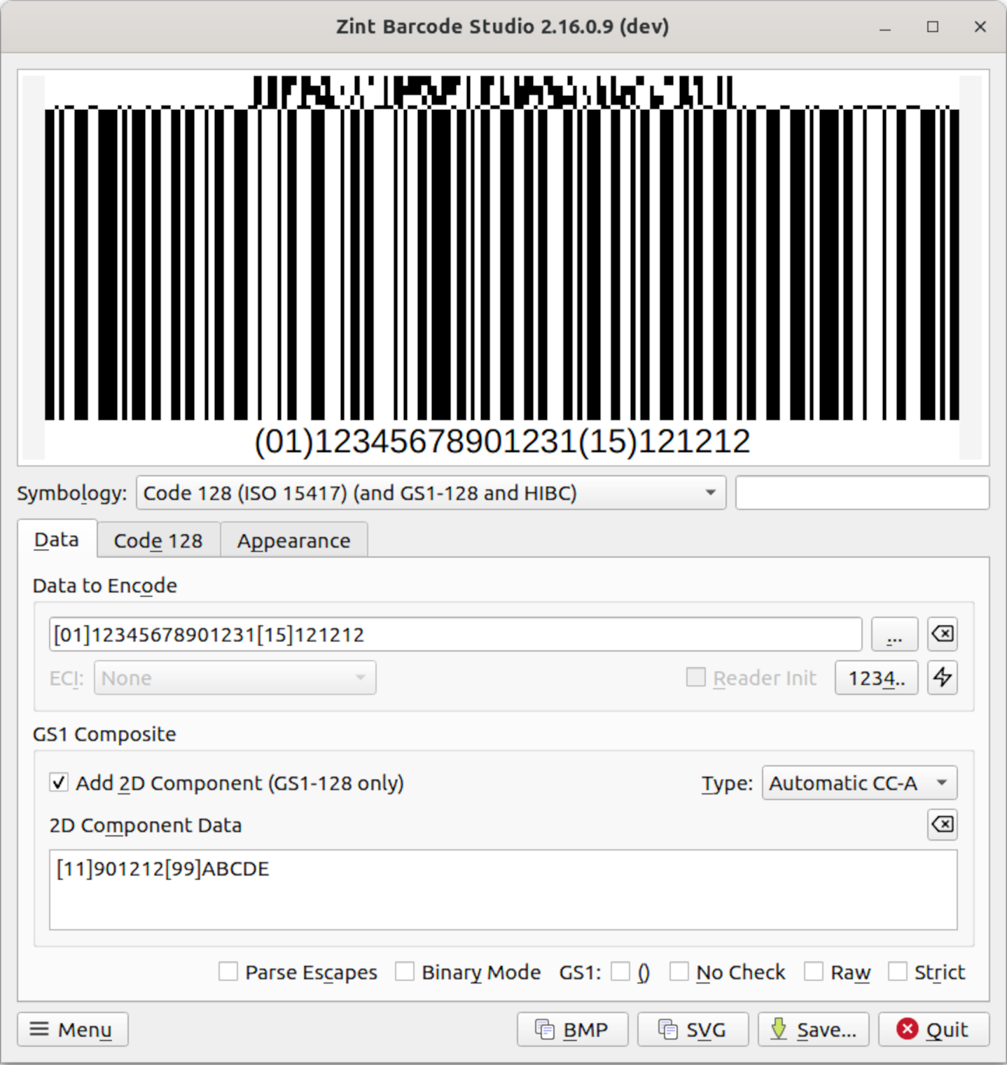 Encoding GS1 Composite data